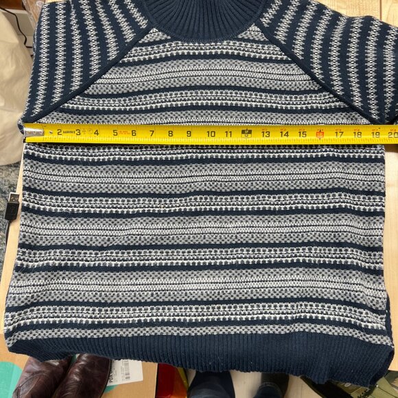 Cyrus Nordic Style Striped Knit Mock Neck Sweater Dark Blue White Size Medium - Picture 11 of 12